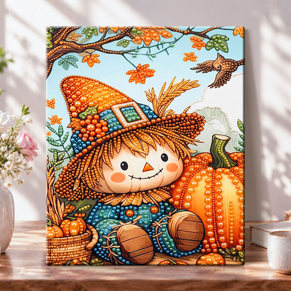 Autumn scarecrow pearl diamond painting kit for beginners