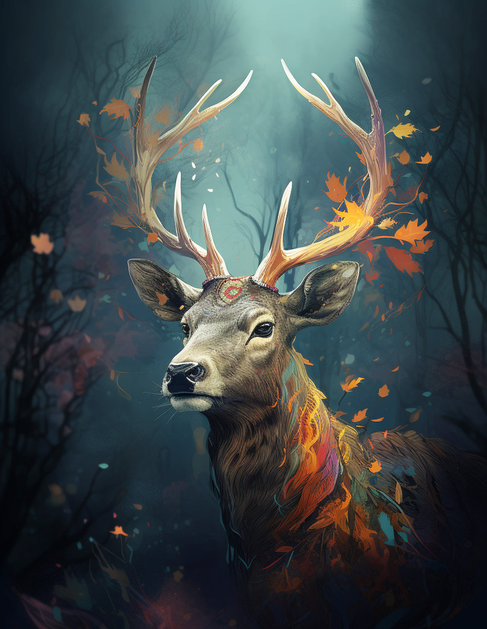 Autumn spirit deer cross stitch kit for beginners