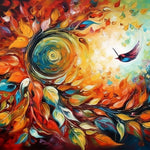 Autumn swirl bird art cross stitch kit for beginners