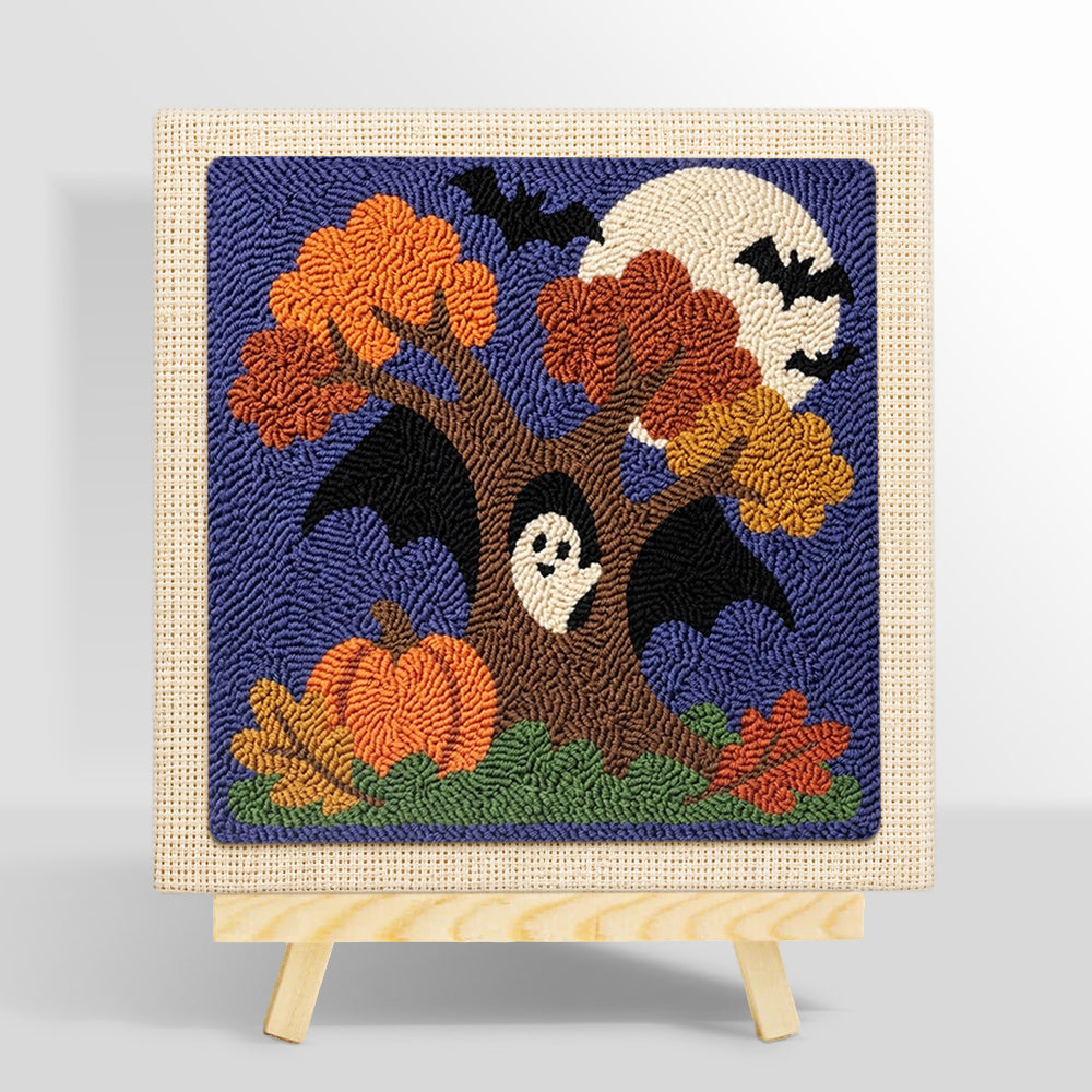 Autumn tree ghost punch needle kit for beginners