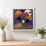 Finished autumn tree ghost artwork displayed on a wall
