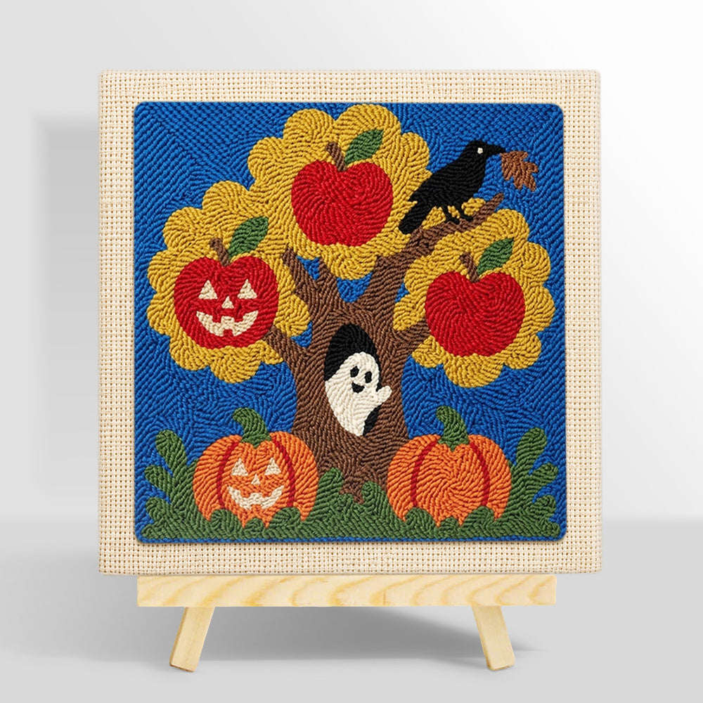 Autumn tree ghost scene punch needle kit for beginners