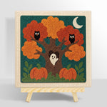 Autumn tree with owls punch needle kit for beginners