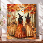 Autumn witch gathering pearl diamond painting kit for beginners