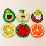 Avocado, fig and citrus punch needle coaster kit finished handmade coasters