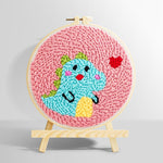 Baby dinosaur and little heart punch needle kit for beginners