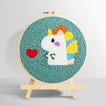 Baby dinosaur and red heart punch needle kit for beginners
