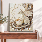 Finished baby dragon hatching from egg pearl diamond painting artwork displayed as home decor