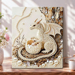 Baby dragon hatching from egg pearl diamond painting kit for beginners