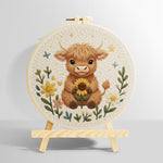 Baby highland cow and sunflower punch needle kit for beginners
