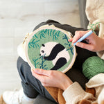 Creating handmade bamboo lover panda punch needle artwork