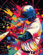 Baseball player swinging bat cross stitch kit for beginners