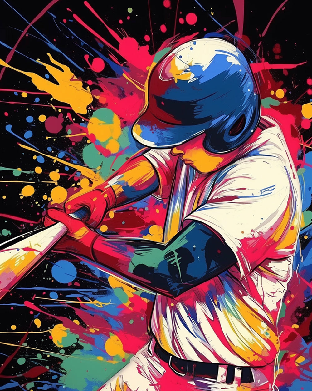 Baseball player swinging bat cross stitch kit for beginners