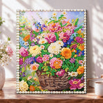 Basket of colorful blooms pearl diamond painting kit for beginners