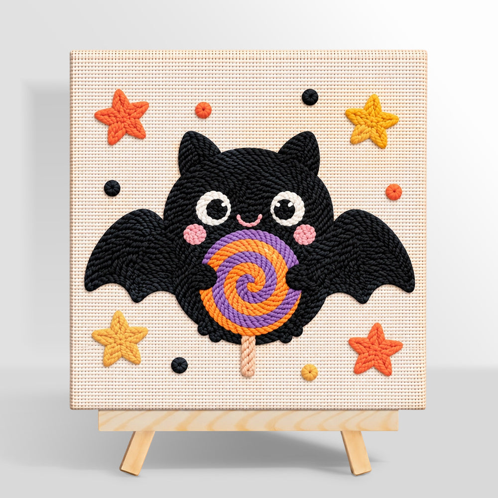 Bat with lollipop punch needle kit for beginners