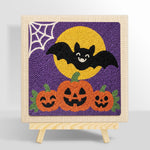 Bat with pumpkins punch needle kit for beginners