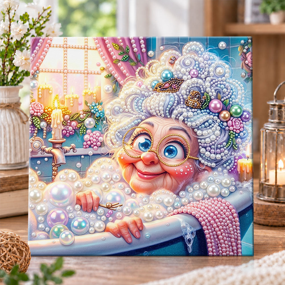 Bath time granny pearl diamond painting kit for beginners