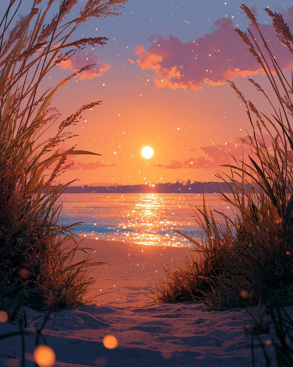 Beach golden sunset cross stitch kit for beginners