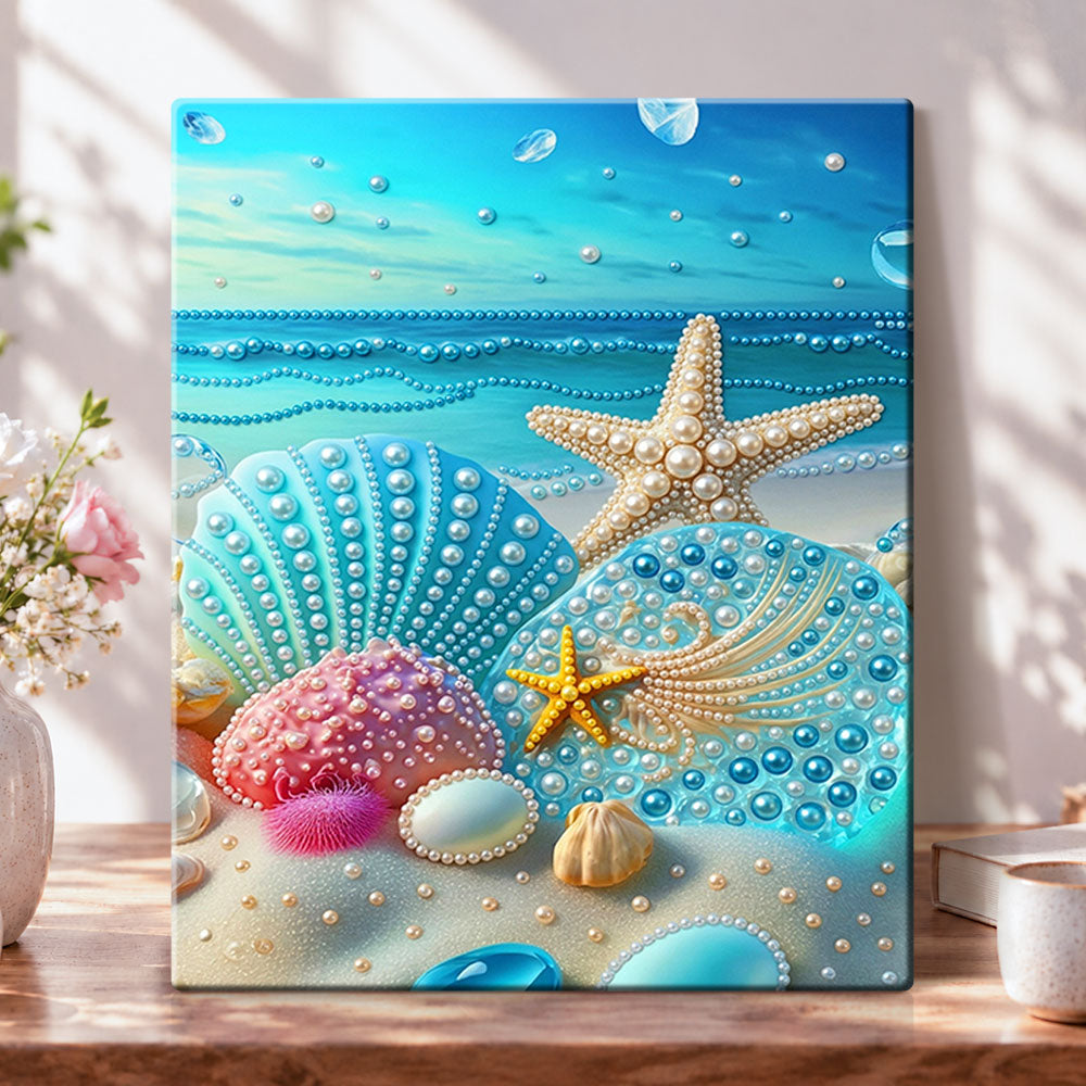 Beach pearl seashells pearl diamond painting kit for beginners