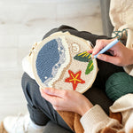 Creating handmade beach seaside with starfish punch needle artwork