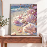 Finished beach shell pearls pearl diamond painting artwork displayed as home decor