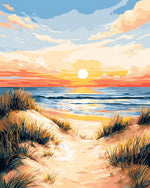 Beach sunset dunes cross stitch kit for beginners