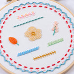 Bead Embroidery Kit – 3-Piece Floral Practice Set close-up of practice hoop details