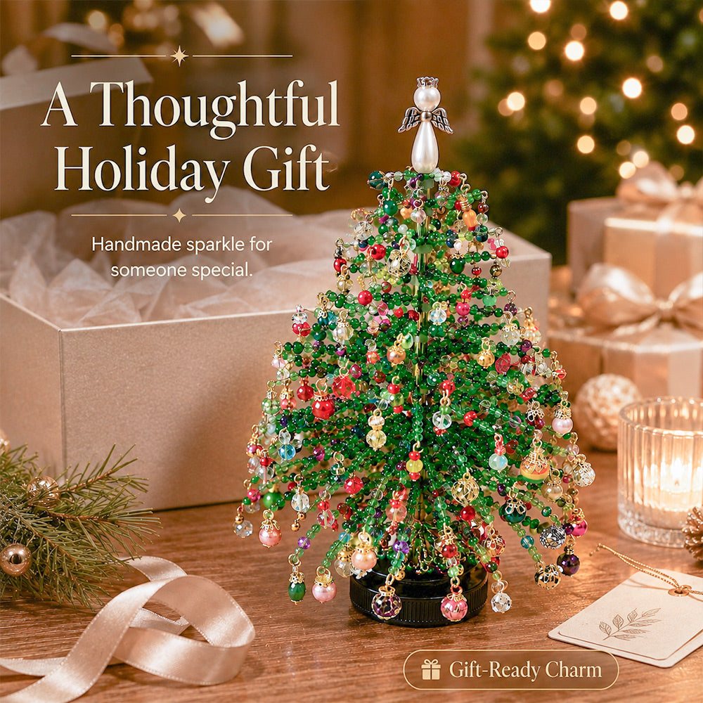 Beaded Christmas Tree Kit styled as a thoughtful handmade holiday gift