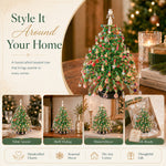 Beaded Christmas Tree Kit styled on a table, shelf and mantel as seasonal home decor
