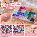 Bedazzling Kit with 3mm rhinestones in assorted colors