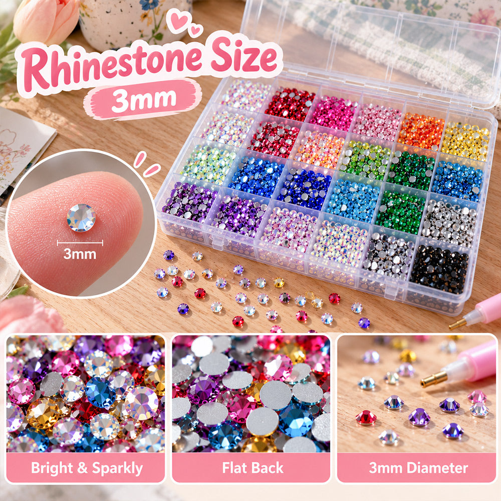 Bedazzling Kit with 3mm rhinestones in assorted colors