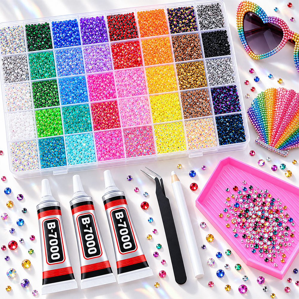 40 Colors Bedazzling Kit with rhinestones, glue and tools