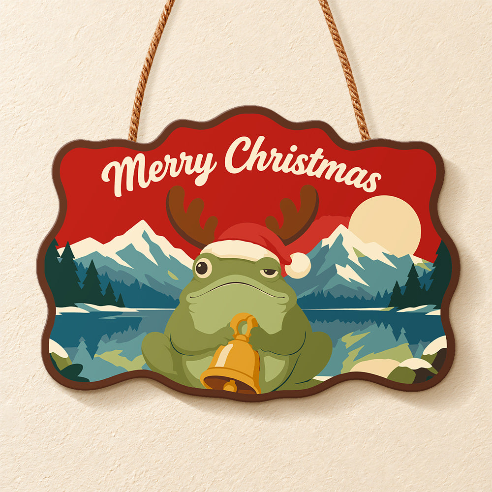 Bell frog mountain scene paint by numbers door hanger finished design