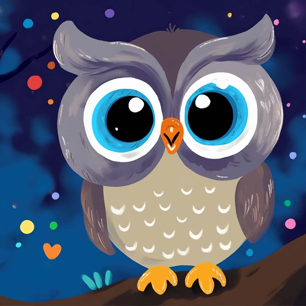 Big‑eyed night owl cross stitch kit for beginners
