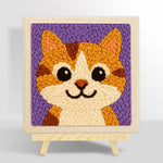 Big-eyed orange tabby cat punch needle kit for beginners