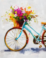 Bike with spring blooms cross stitch kit for beginners