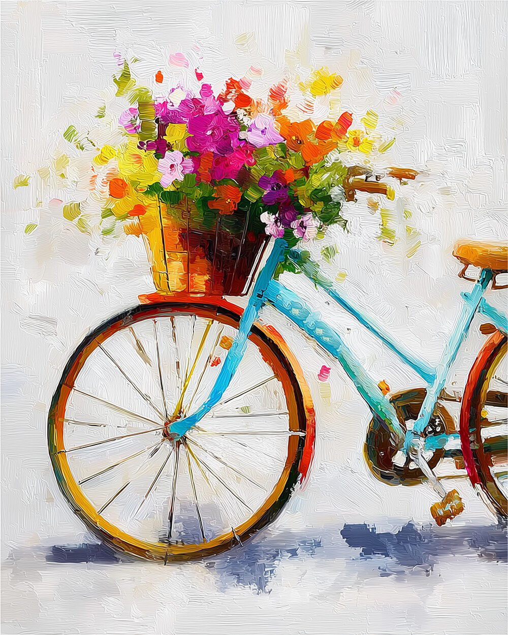 Bike with spring blooms cross stitch kit for beginners