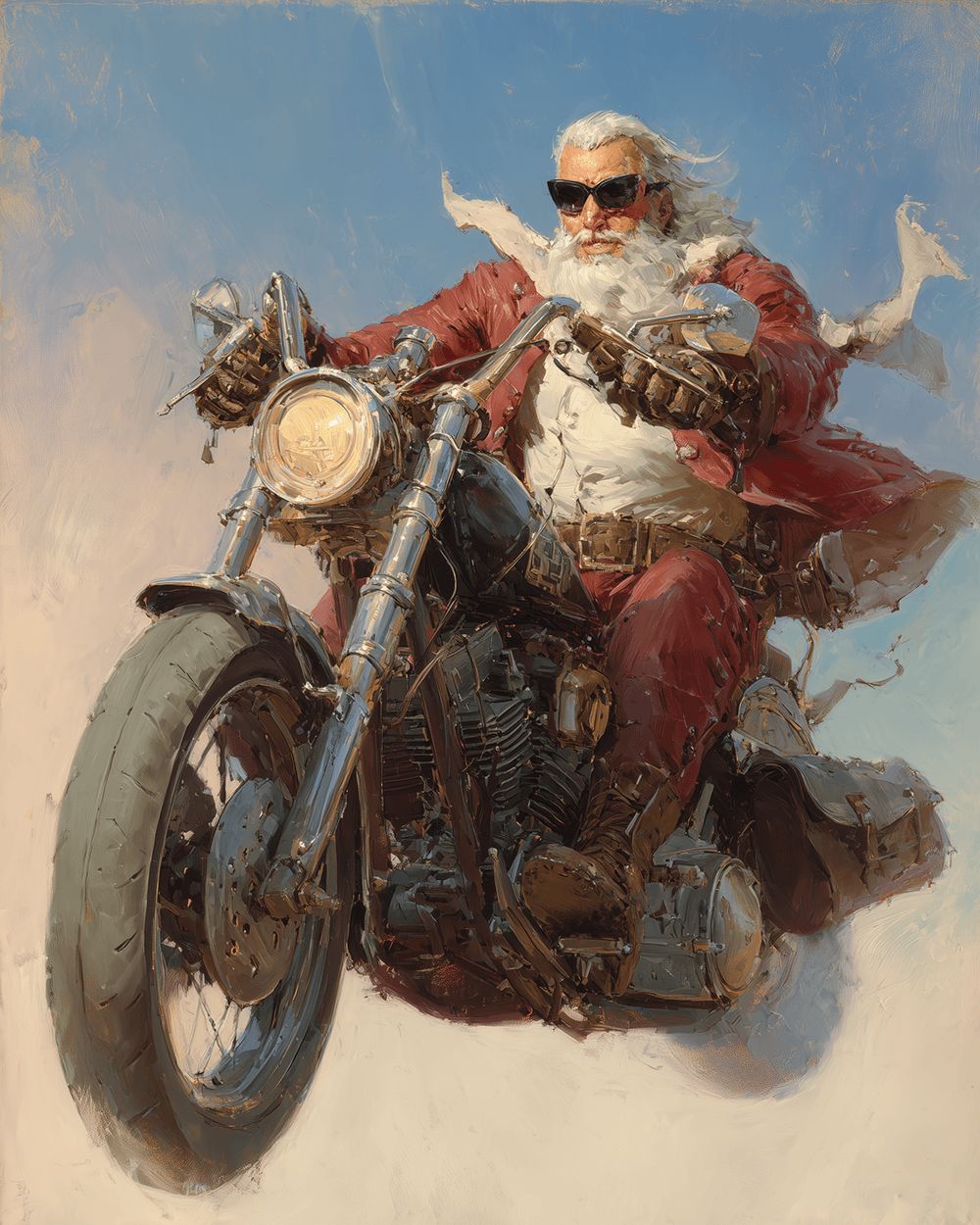 Biker santa claus cross stitch kit for beginners