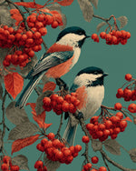 Birds on berry branch cross stitch kit for beginners