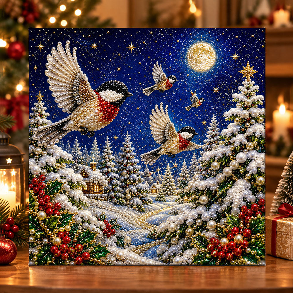 Birds under full moon pearl diamond painting kit for beginners