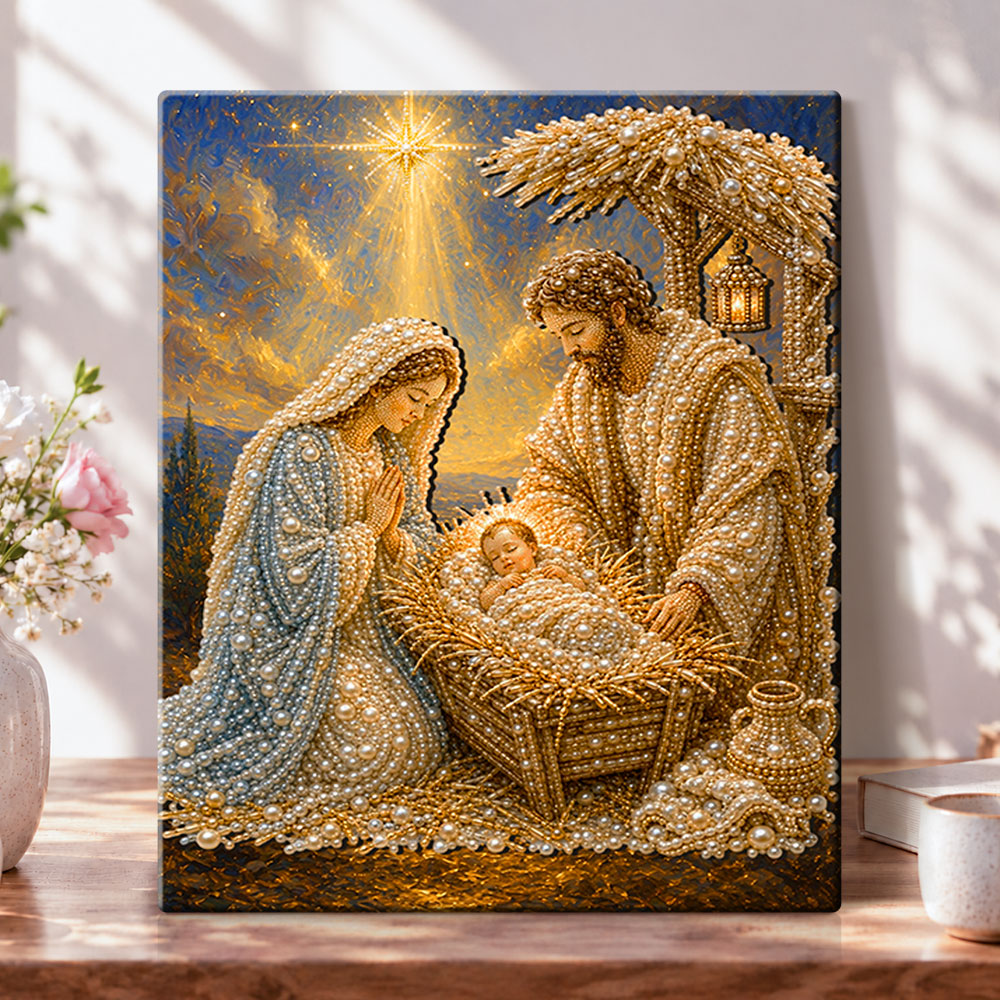 Birth of holy family pearl diamond painting kit for beginners