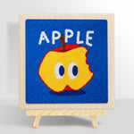 Bitten apple with big eyes punch needle kit for beginners