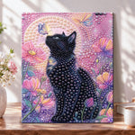 Black cat and butterflies pearl diamond painting kit for beginners
