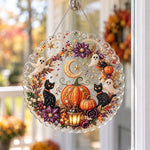 Black cat ghost pumpkin wreath pearl diamond painting kit for beginners