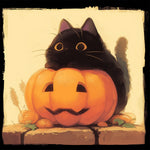Black cat halloween pumpkin cross stitch kit for beginners