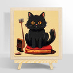 Black cat on blankets punch needle kit for beginners