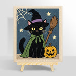 Black cat with pumpkin punch needle kit for beginners