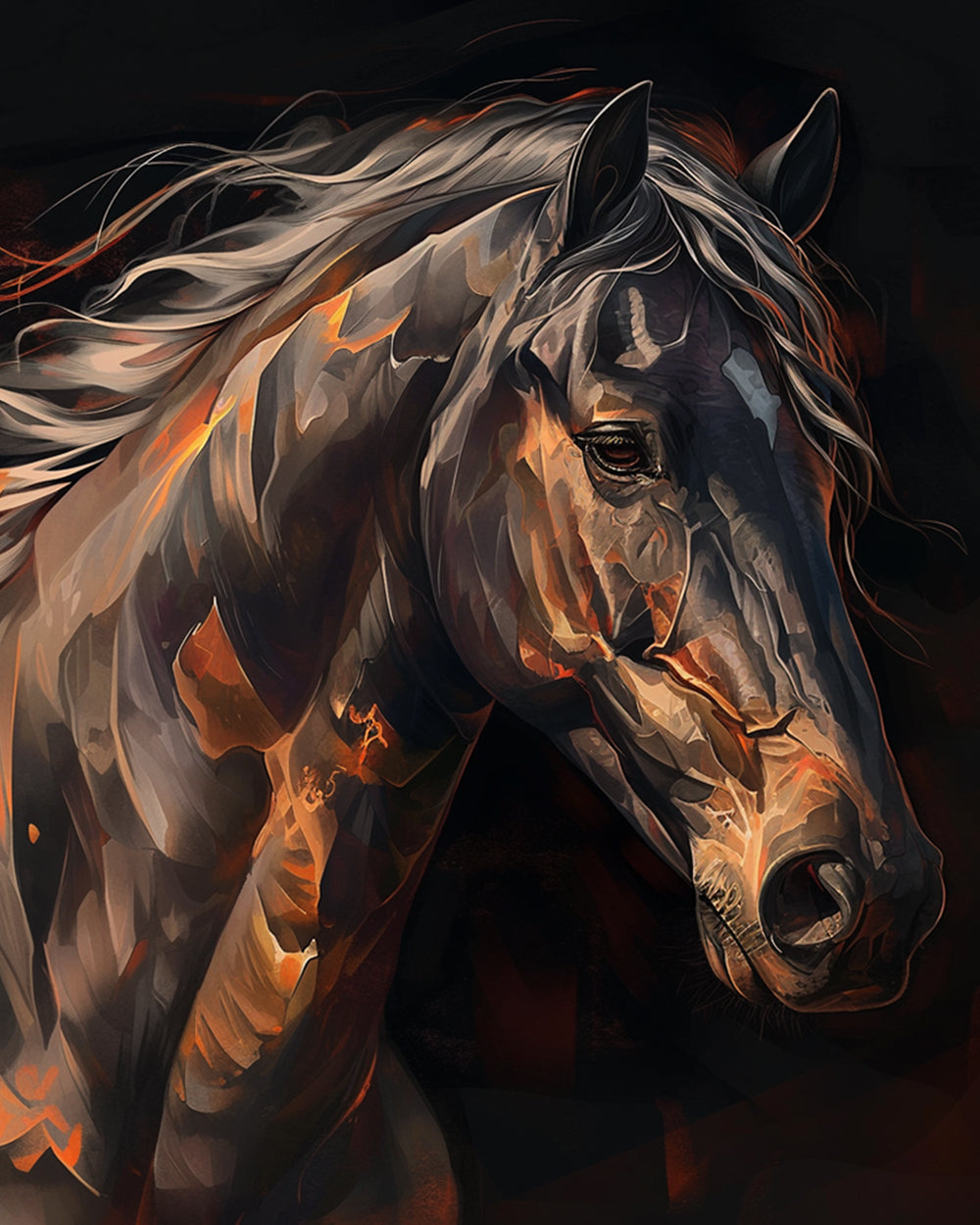 Black horse in the darkness cross stitch kit for beginners