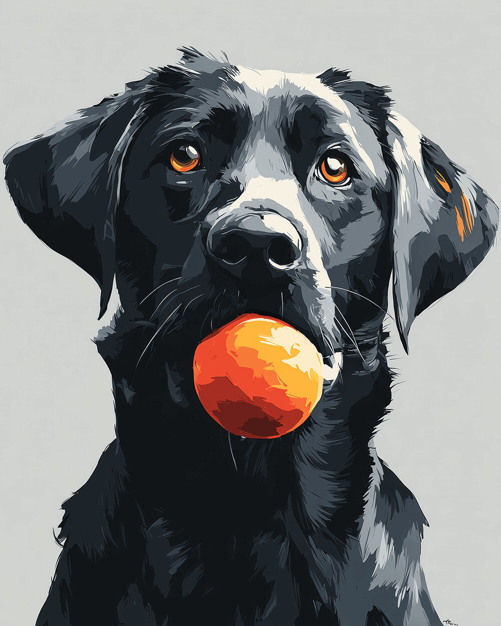 Black lab with orange ball cross stitch kit for beginners