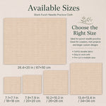 Size guide for 5pcs blank punch needle practice cloth with available size options